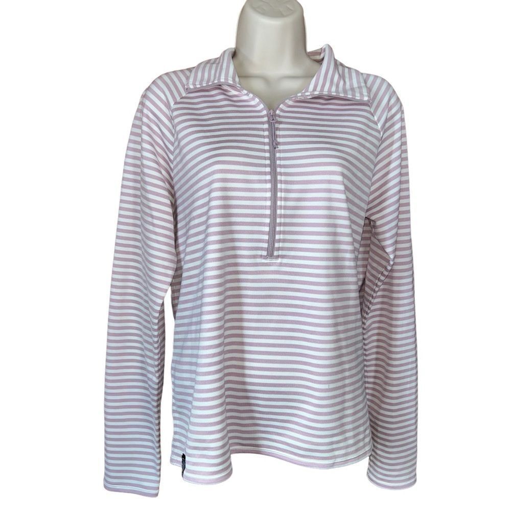 Oiselle Womens Lavender Stripe Quarter Zip Athletic Top Longsleeve Medium